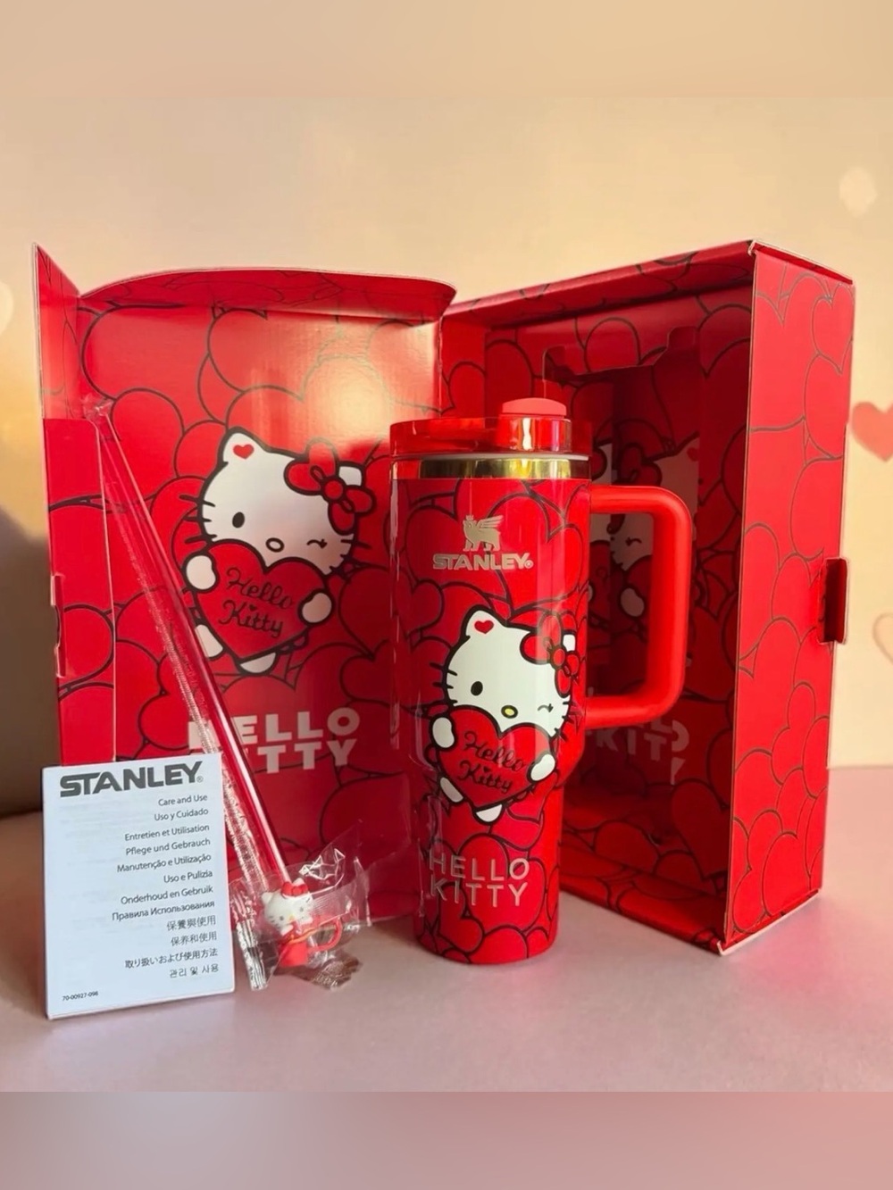 NWT Authentic Stanley x Hello Kitty Red Hearts Limited Edition Tumbler w/ Box